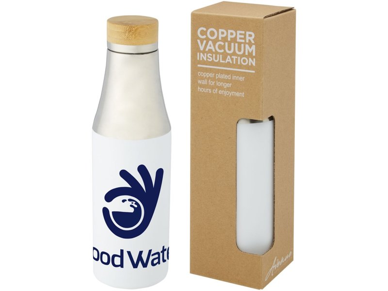 Hulan koperen vacuüm geïsoleerde roestvrijstalen fles van 540 ml met bamboe deksel Hulan koperen vacuüm geïsoleerde roestvrijstalen fles van 540 ml met bamboe deksel