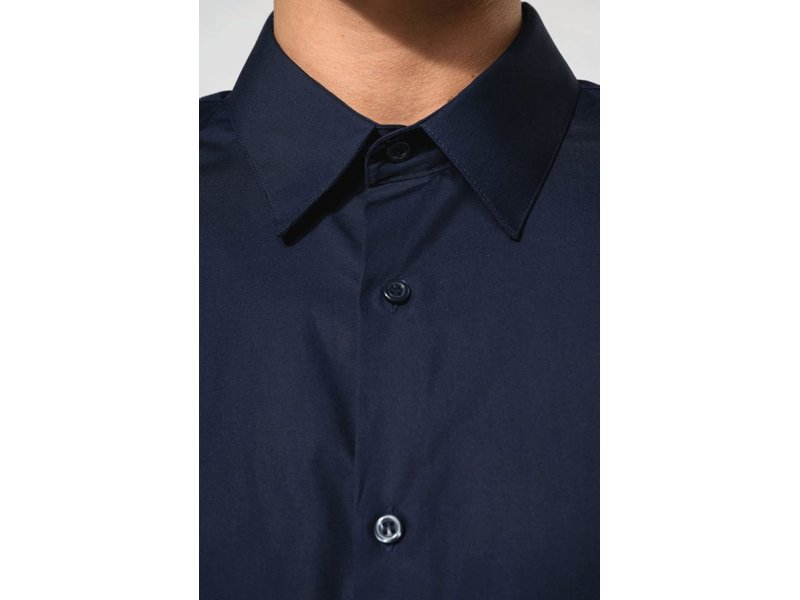 Kariban Herenoverhemd in popeline met lange mouwen