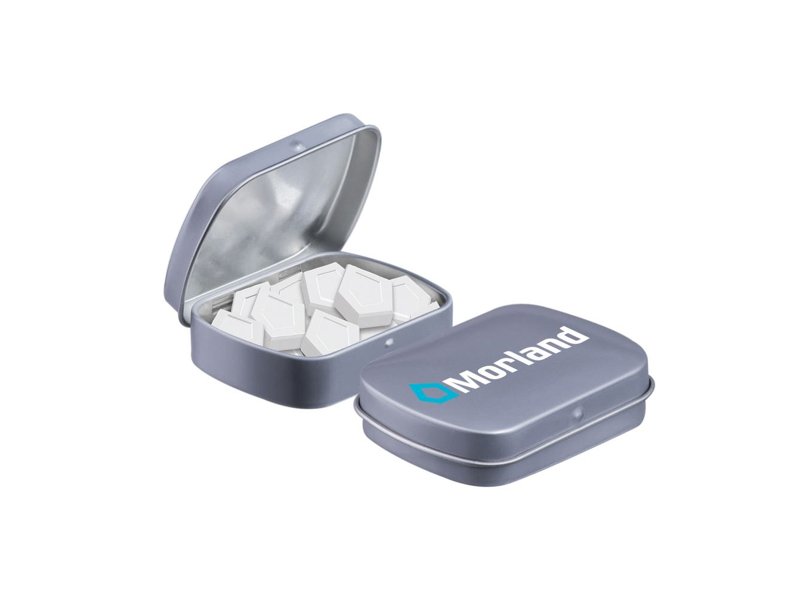 Mini scharnierblikje logo mints