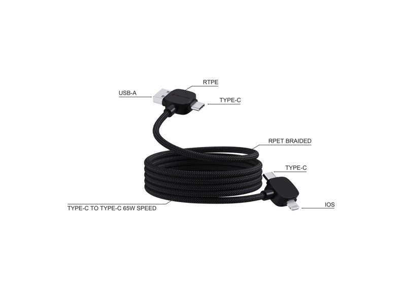 Urban Vitamin Stockton 65W gerecycled TPE/PET magn. kabel