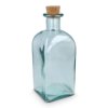 InSideOut Vierkante Gerecycled glas Waterfles ReuuZ met kurkstop 1L