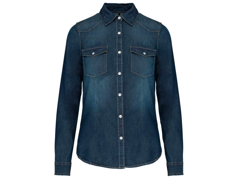 Kariban Dames denim blouse lange mouwen Kariban Dames denim blouse lange mouwen