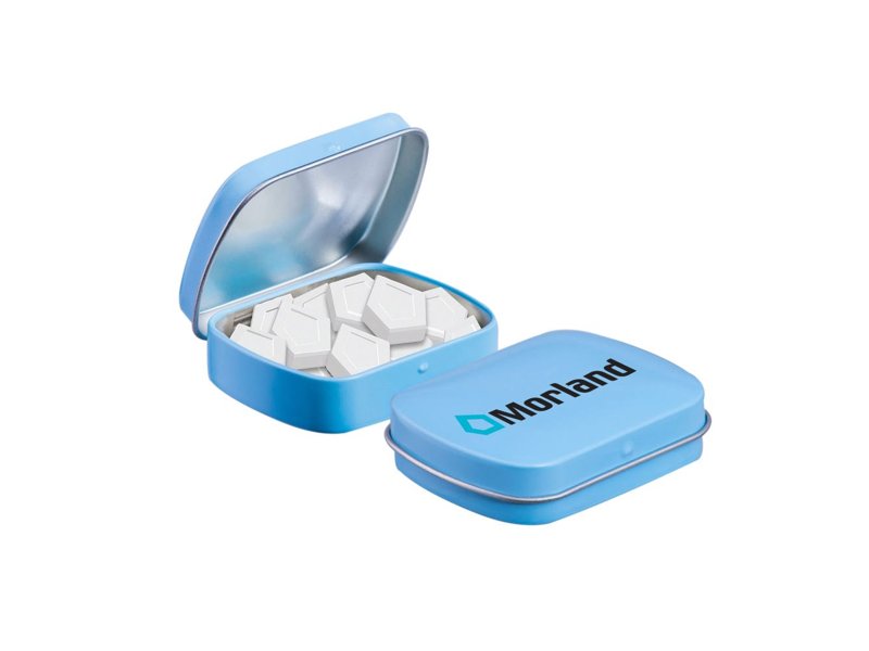 Mini scharnierblikje logo mints