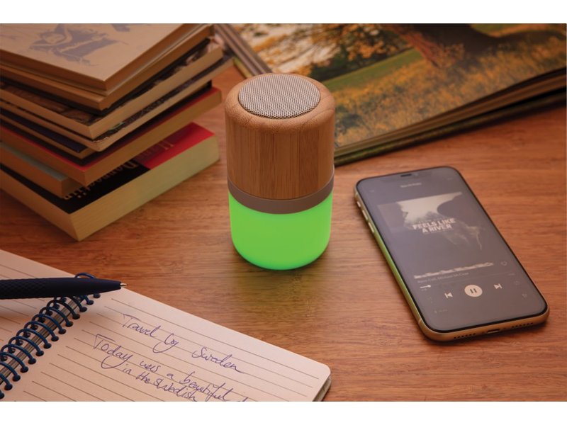Draadloze bamboe 3W speaker met sfeerlicht Draadloze bamboe 3W speaker met sfeerlicht