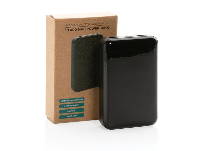 RCS standaard recycled plastic 10.000 mAh powerbank