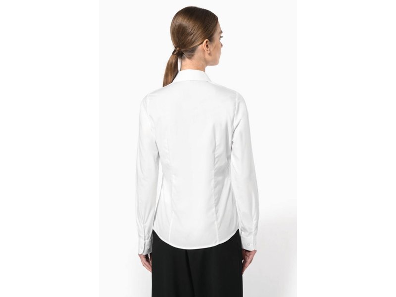 Kariban Damesblouse in popeline met lange mouwen