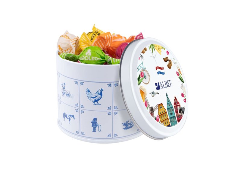 Delftsblauw blik snoep