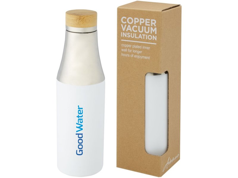 Hulan koperen vacuüm geïsoleerde roestvrijstalen fles van 540 ml met bamboe deksel Hulan koperen vacuüm geïsoleerde roestvrijstalen fles van 540 ml met bamboe deksel