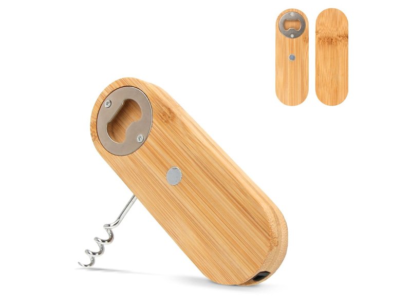 Multifunctionele bamboe flesopener