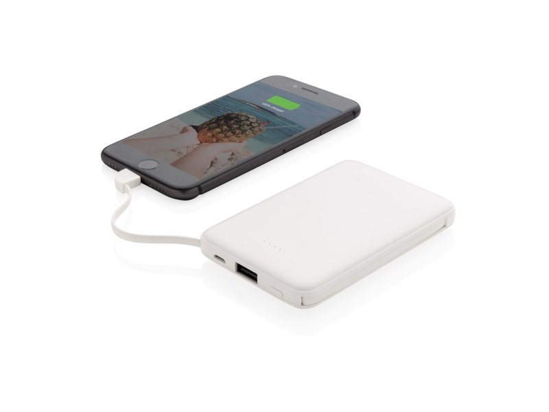 5.000 mAh zakformaat powerbank met geïntegreerde kabels 5.000 mAh zakformaat powerbank met geïntegreerde kabels