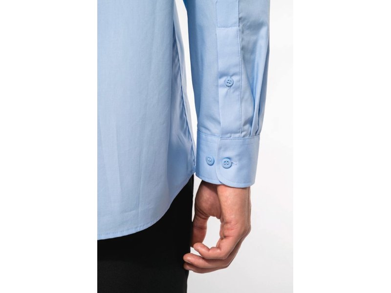 Kariban Heren poplin overhemd lange mouwen