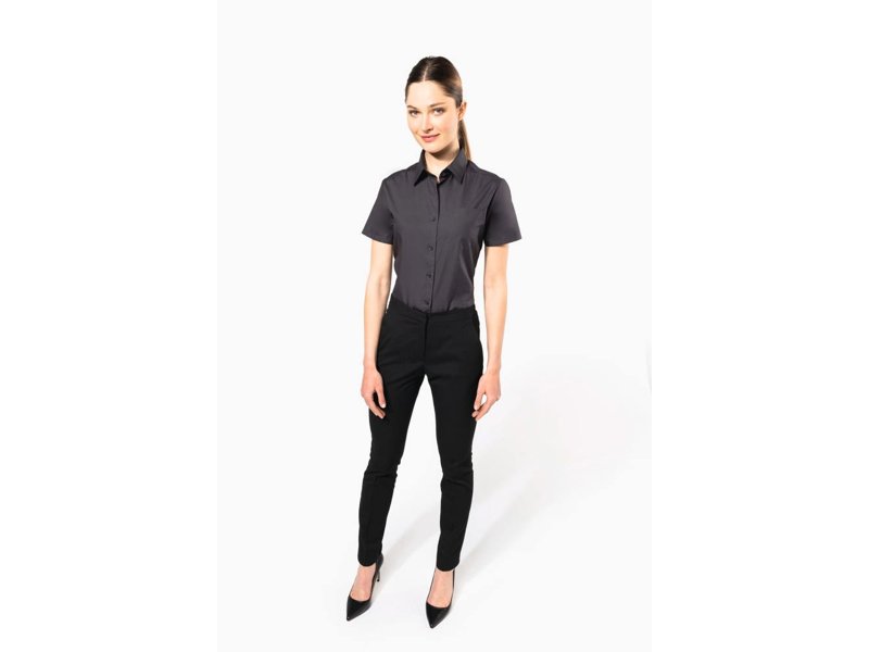 Kariban Dames Poplin Blouse Korte Mouwen