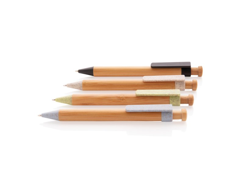 Bamboe pen met tarwestro clip Bamboe pen met tarwestro clip