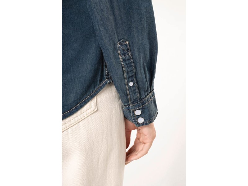 Kariban Dames denim blouse lange mouwen Kariban Dames denim blouse lange mouwen