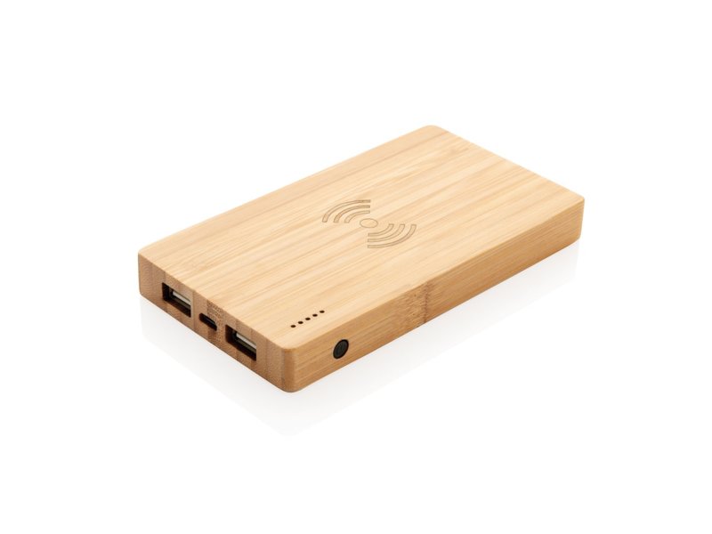 Bamboe 4.000 mAh powerbank met 5W draadloze oplader
