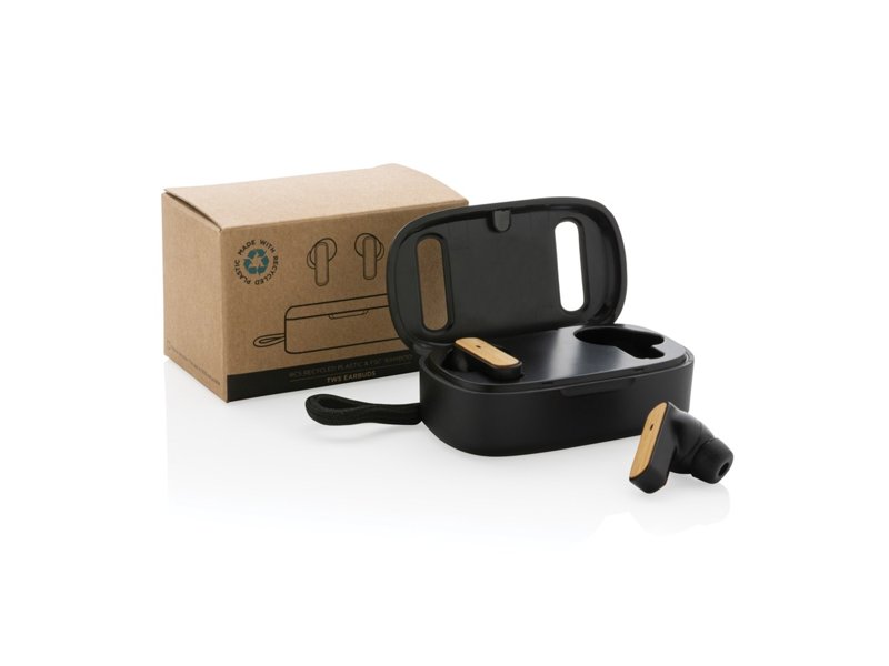 Gerecycled plastic & bamboe TWS oordopjes Gerecycled plastic & bamboe TWS oordopjes
