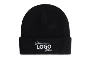 Blauwe muts met logo als relatiegeschenk