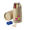 Houten koker met kleurpotloden Houten koker met kleurpotloden
