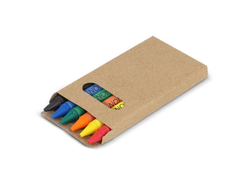 6 stuks kleurkrijtjes in kraftdoos