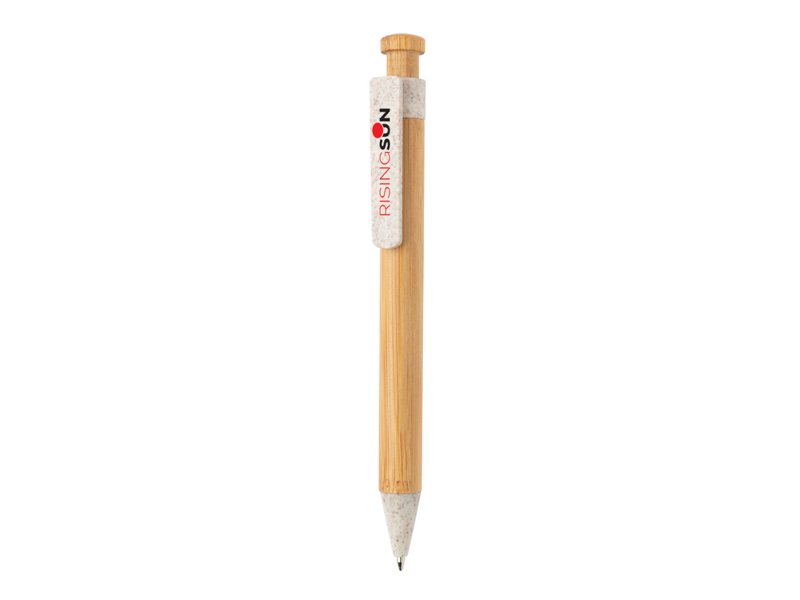 Bamboe pen met tarwestro clip Bamboe pen met tarwestro clip