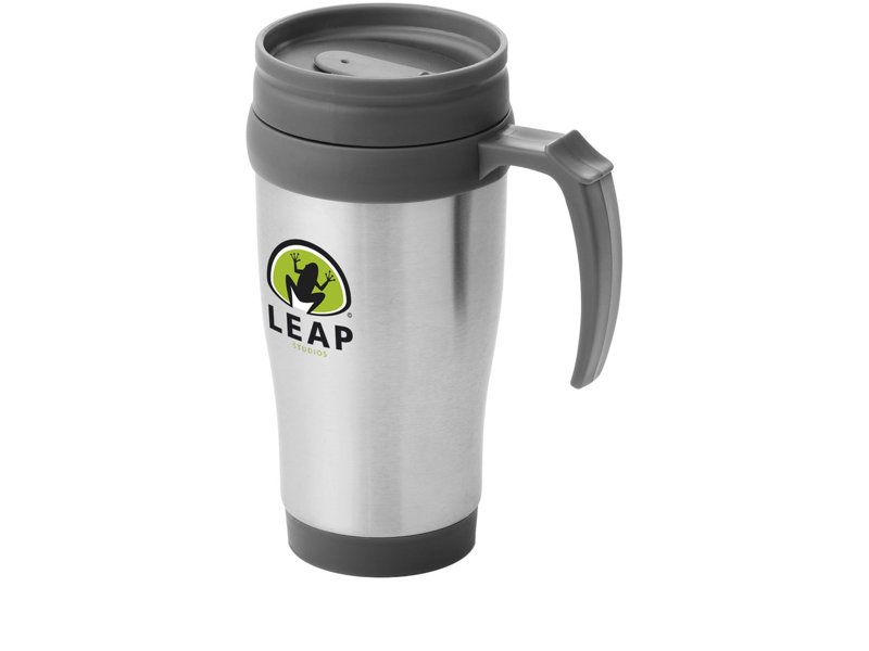 Handige thermosbeker met handvat, snel met eigen logo leverbaar Handige thermosbeker met handvat, snel met eigen logo leverbaar