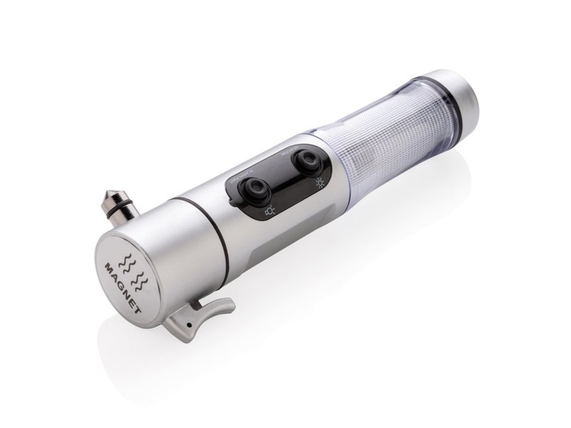 Veiligheidszaklamp met noodhamer