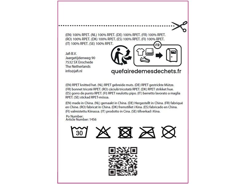 Gebreide 100% RPET muts