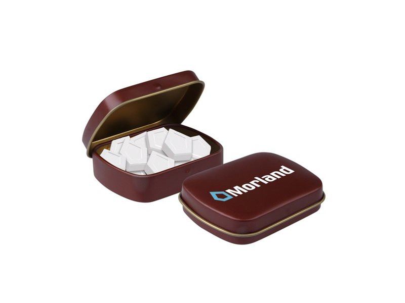 Mini scharnierblikje logo mints