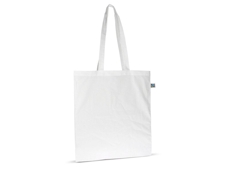 Fairtrade katoenen tas gekleurd lang 140g/m² 38x42cm