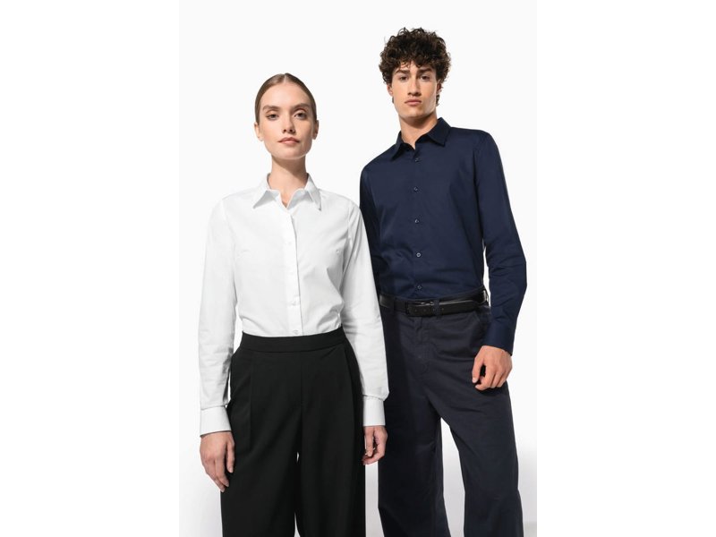 Kariban Damesblouse in popeline met lange mouwen