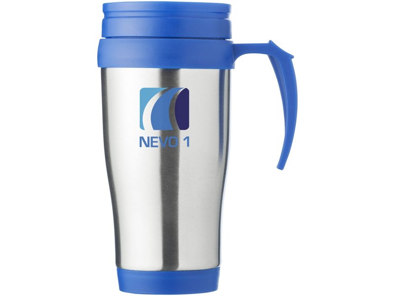 Handige thermosbeker met handvat, snel met eigen logo leverbaar Handige thermosbeker met handvat, snel met eigen logo leverbaar