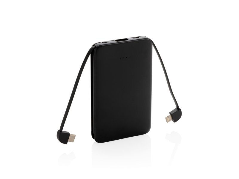 5.000 mAh zakformaat powerbank met geïntegreerde kabels 5.000 mAh zakformaat powerbank met geïntegreerde kabels