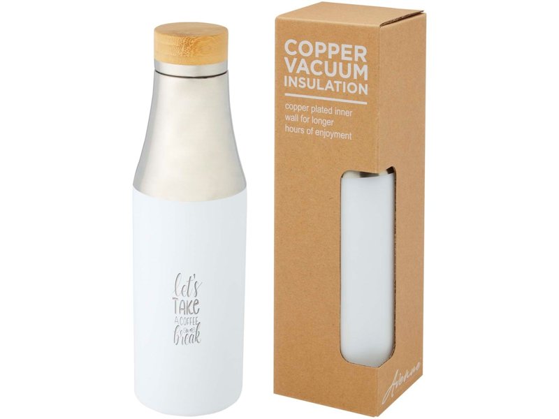 Hulan koperen vacuüm geïsoleerde roestvrijstalen fles van 540 ml met bamboe deksel Hulan koperen vacuüm geïsoleerde roestvrijstalen fles van 540 ml met bamboe deksel