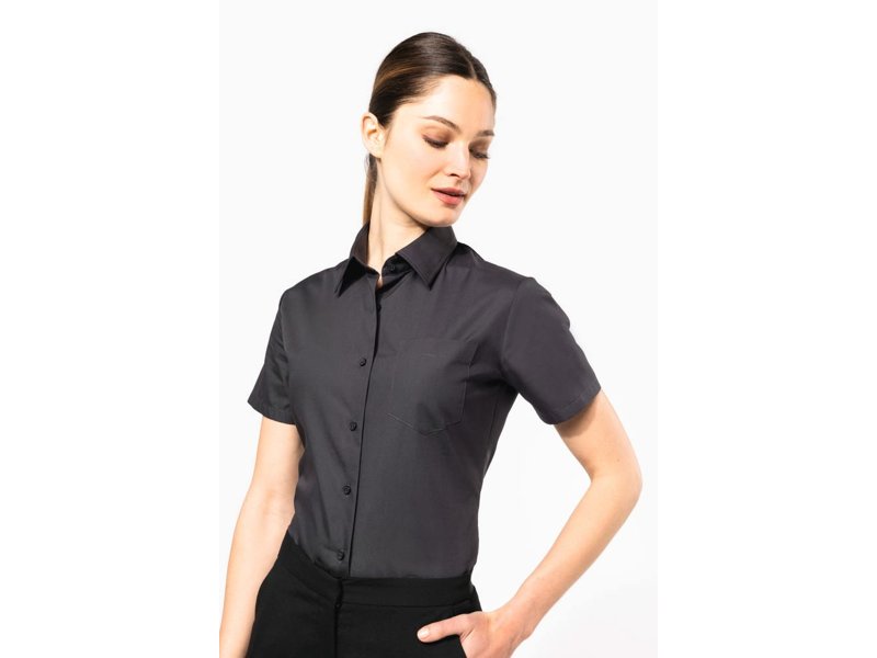 Kariban Dames Poplin Blouse Korte Mouwen