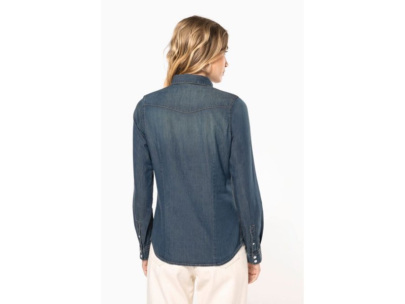 Kariban Dames denim blouse lange mouwen Kariban Dames denim blouse lange mouwen