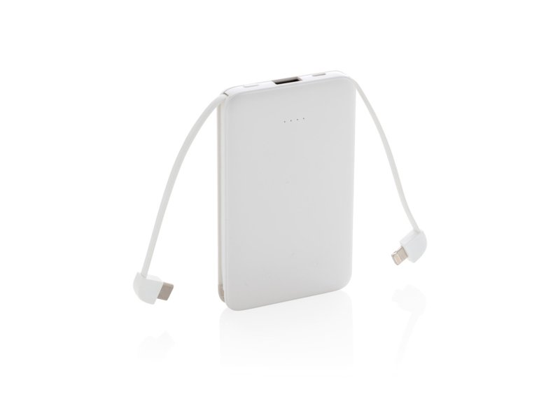 5.000 mAh zakformaat powerbank met geïntegreerde kabels 5.000 mAh zakformaat powerbank met geïntegreerde kabels