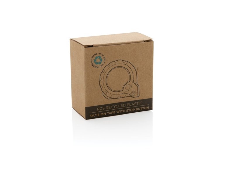 RCS gerecycled plastic 3M/16 mm rolmaat met stopknop RCS gerecycled plastic 3M/16 mm rolmaat met stopknop