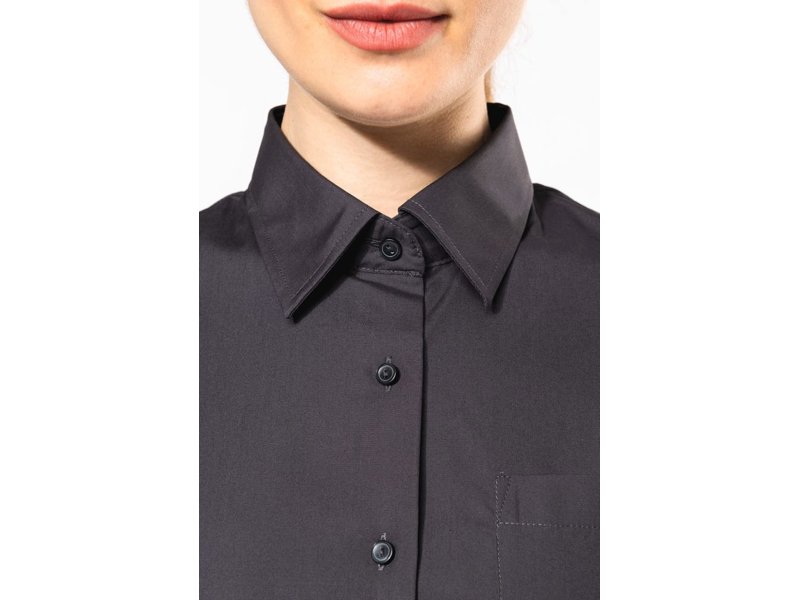 Kariban Dames Poplin Blouse Korte Mouwen